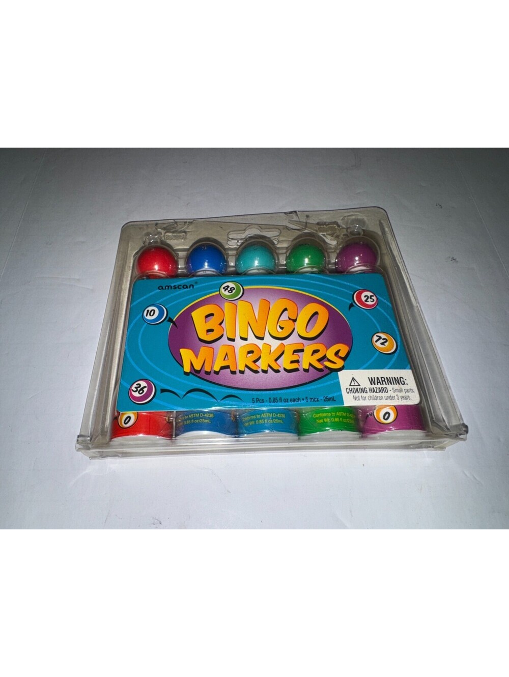 5 pack .85oz 25ml Bingo Markers Daubers Mixed Colors Amscan